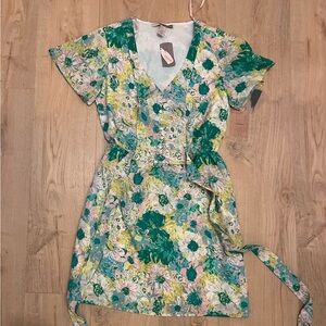 Forever 21 Floral Mini Dress - Green, Yellow, Pink